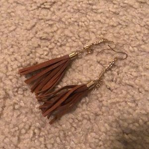 Brown and gold dangling earrings